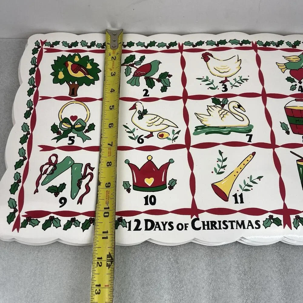Vintage Town and Country Vinyl Placemats 12 Days Of Christmas Set of 6